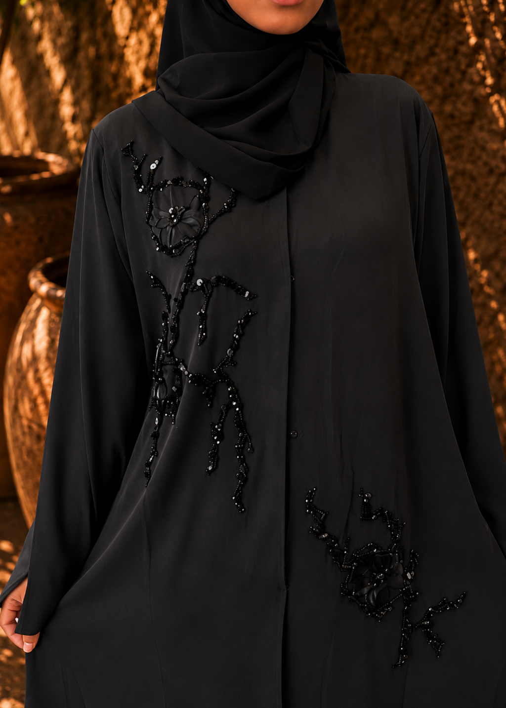 The Noir Blossom Abaya