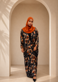 Burnt Orange & Charcoal Floral Kimono