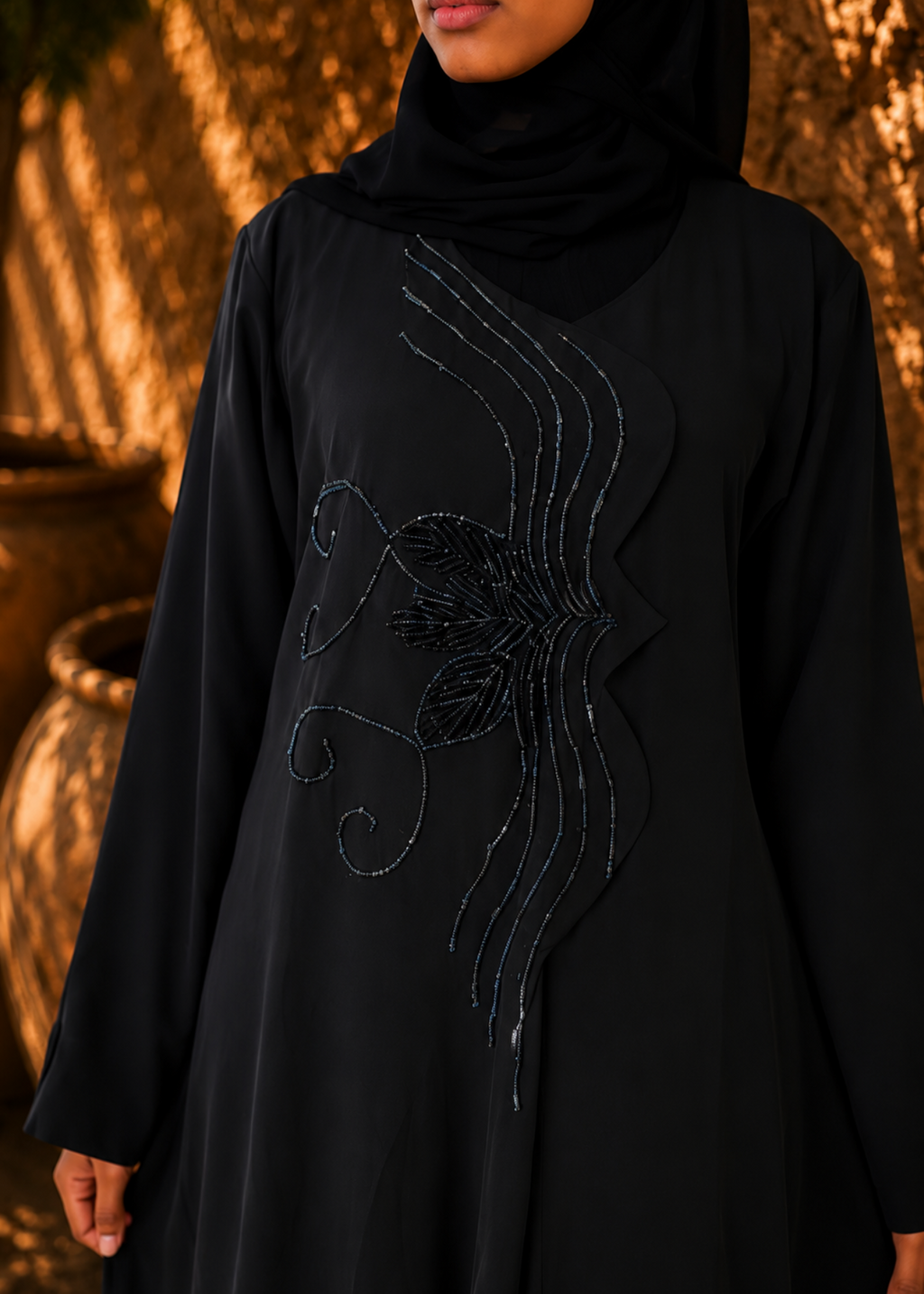 The Black Orchid Abaya