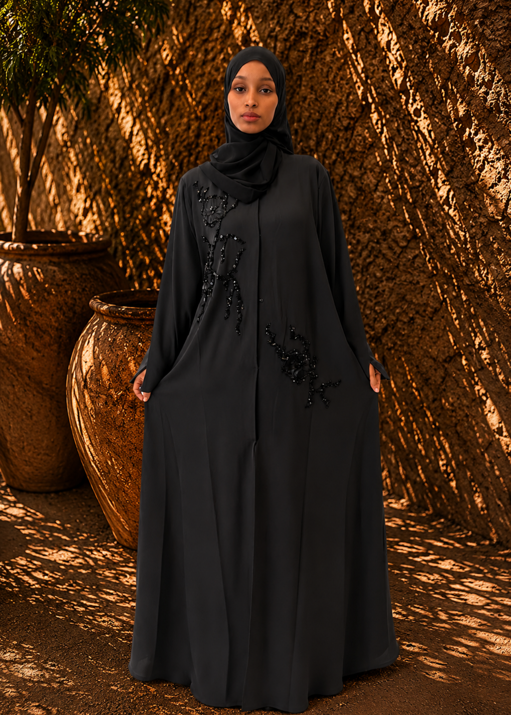 The Noir Blossom Abaya