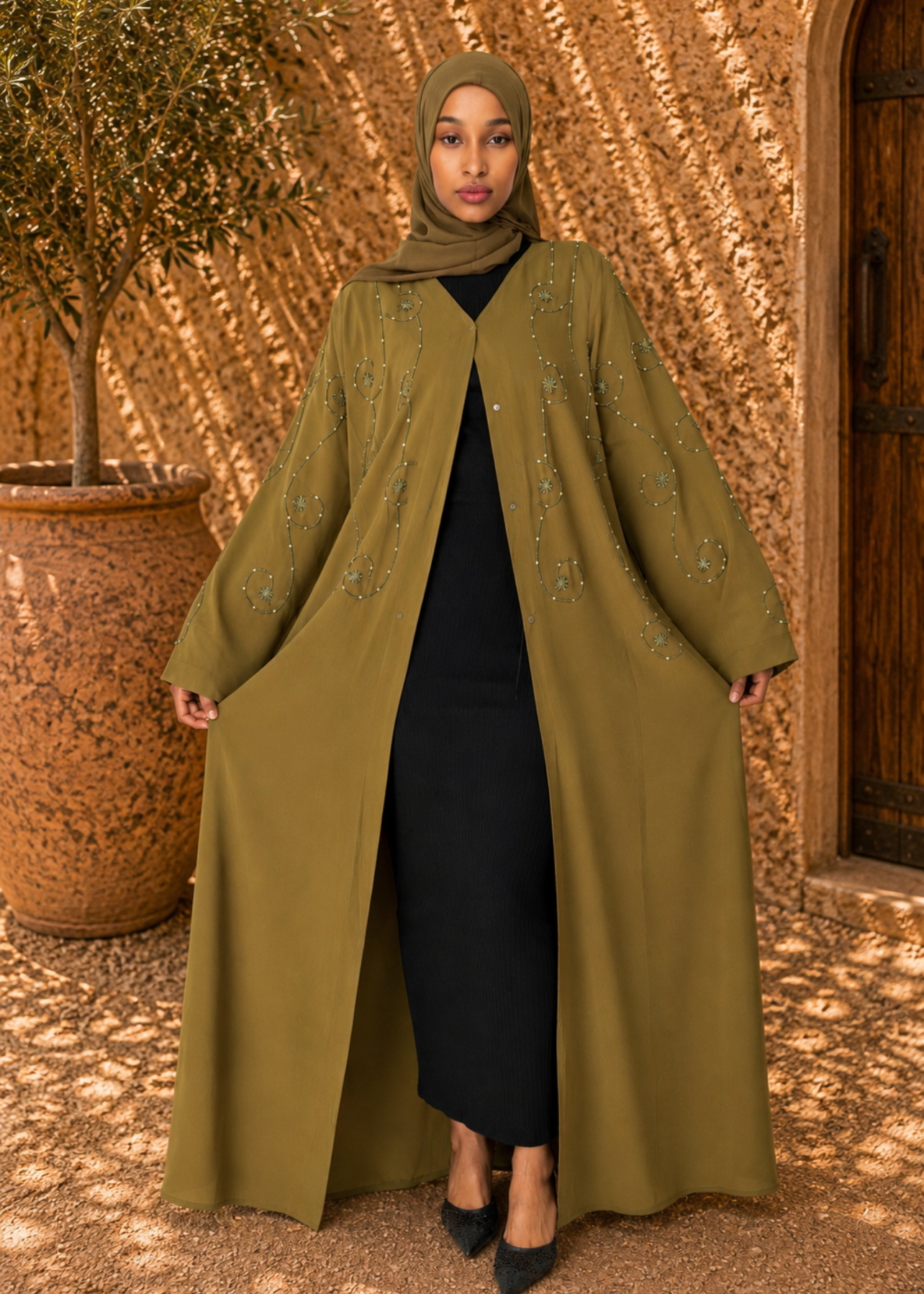 Olive Whisper Abaya