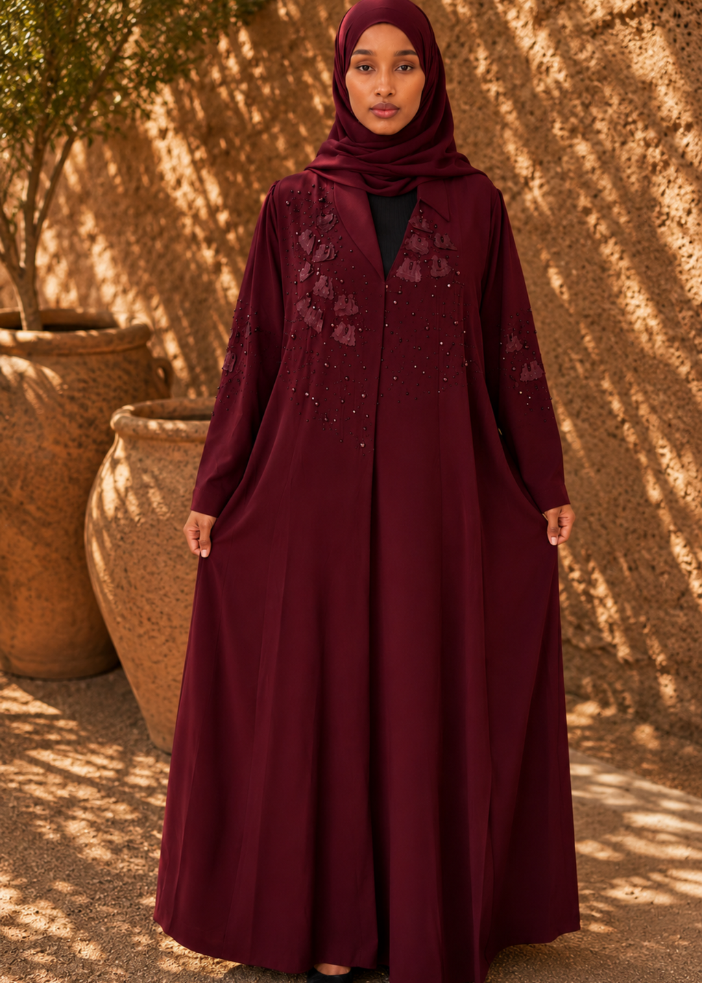 Burgundy Royale Abaya